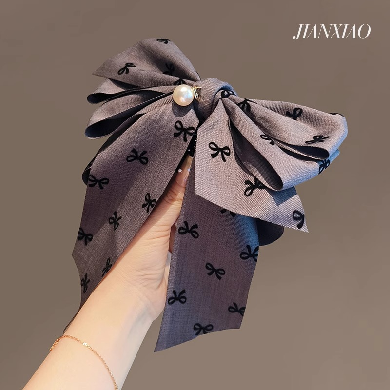 首闻夏天个性布艺复古蝴蝶结马尾抓夹后脑勺盘发时尚发抓发夹头饰