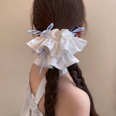 甜美芭蕾风缎面蝴蝶结发圈