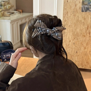 韩系复古蝴蝶结鸭嘴夹大号女高级感后脑勺盘发夹气质头饰发饰夹子