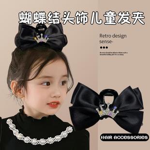 儿童蝴蝶结发饰小女孩新年皇冠双面抓夹女童在逃公主后脑勺鲨鱼夹