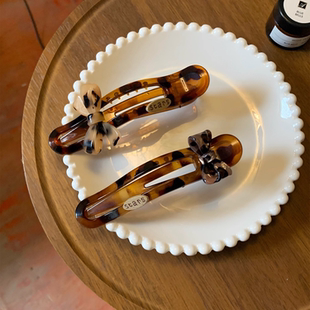 韩国新款 刘海夹侧边夹百搭Z0369 高级感豹纹醋酸懒人发夹复古时尚