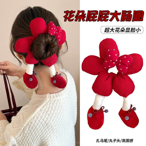 卡通可爱波点蝴蝶结花朵屁屁大肠发圈女甜美丸子头花发绳韩系发饰