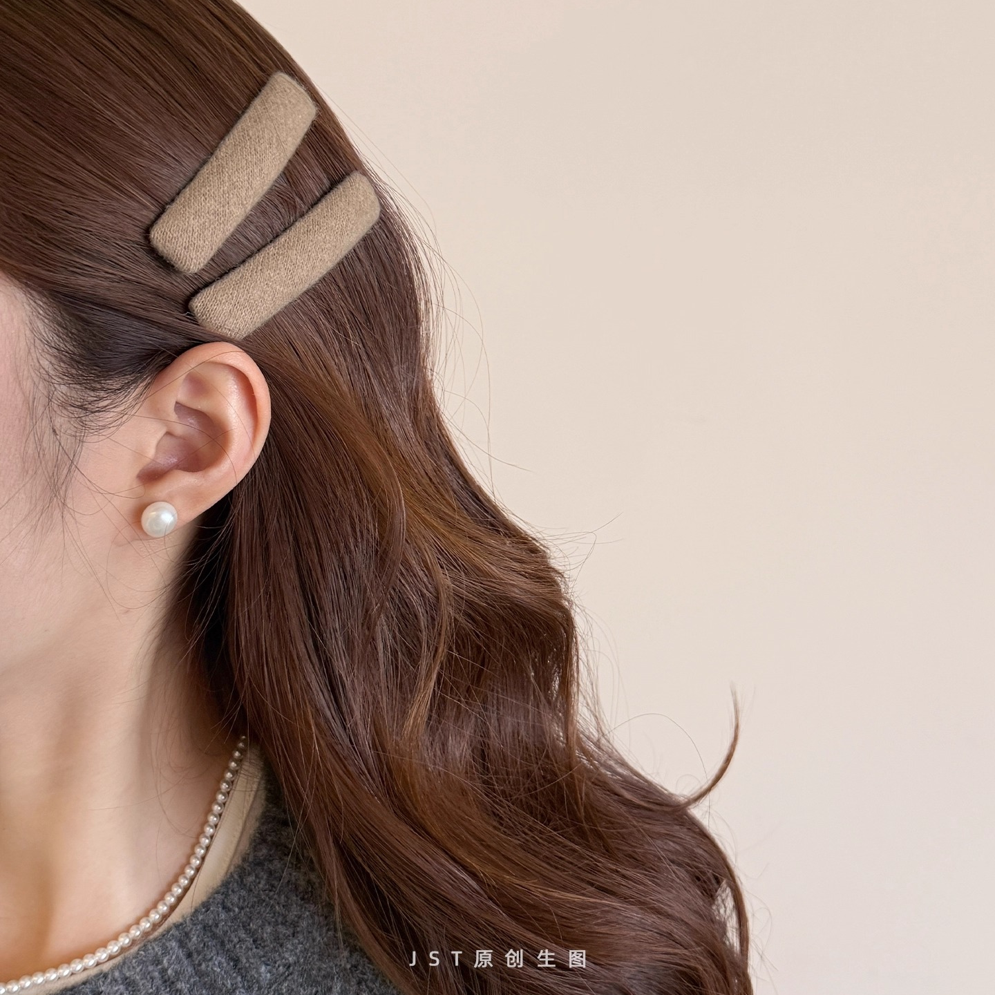 韩系简约2个装毛呢侧边夹刘海夹发夹女2025新款秋冬前额发卡夹子