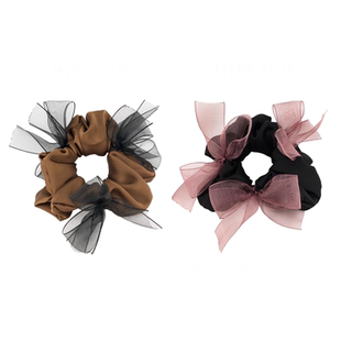 欧根纱小众设计款 网纱蝴蝶结大发圈百搭简约丸子头发绳少女头绳