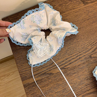 名狐方巾大肠发圈碎花少女心蕾丝花边甜美蝴蝶结扎头发发绳头绳