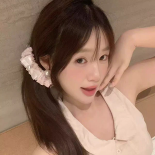 甜妹可爱蕾丝花边爱心香蕉夹蝴蝶结波点甜美少女心百搭发饰新款