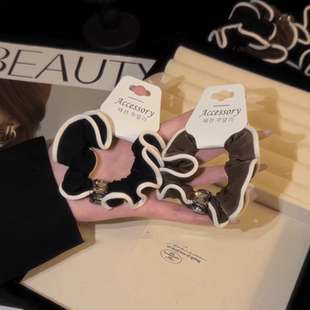 轻奢牛奶丝丝滑发圈女2025新款 木耳边闪钻韩系发绳高弹力头绳皮筋