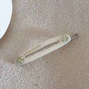 韩版 果冻色金标轻奢镶钻花朵椭圆发夹边夹气质刘海夹一字夹发饰