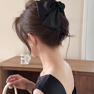 黑色大号赫本风抓夹女夏2025新款 韩国高级感鲨鱼夹饱满后脑勺头饰