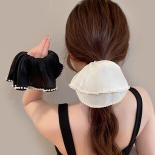 高级感加大号珍珠大肠发圈女气质扎头发丸子头皮筋低马尾发绳头绳