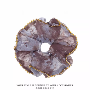 新品 韩系渐变色珠珠发圈发饰大肠发圈都市游牧风韩系渐变色碎花