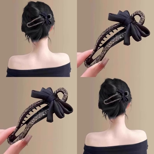 2025新款 镶钻一字夹高端抓夹女大号后脑勺懒人盘发发夹鸭嘴夹发饰