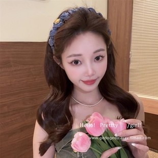 韩国东大门新品 气质优雅复古黑色花苞发箍高颅顶减龄 设计师推荐