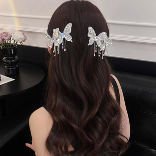 精致亮钻蝴蝶精灵发夹刘海夹高级感气质夹子头饰侧边一字夹边夹