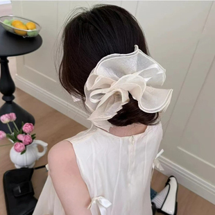 纯欲纱网蝴蝶结发圈超仙百搭气质轻奢大肠发圈女飘带马尾头绳发饰