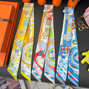 森林低语twily真丝女丝巾绑包包手柄长条束发带窄飘带桑蚕丝腰带