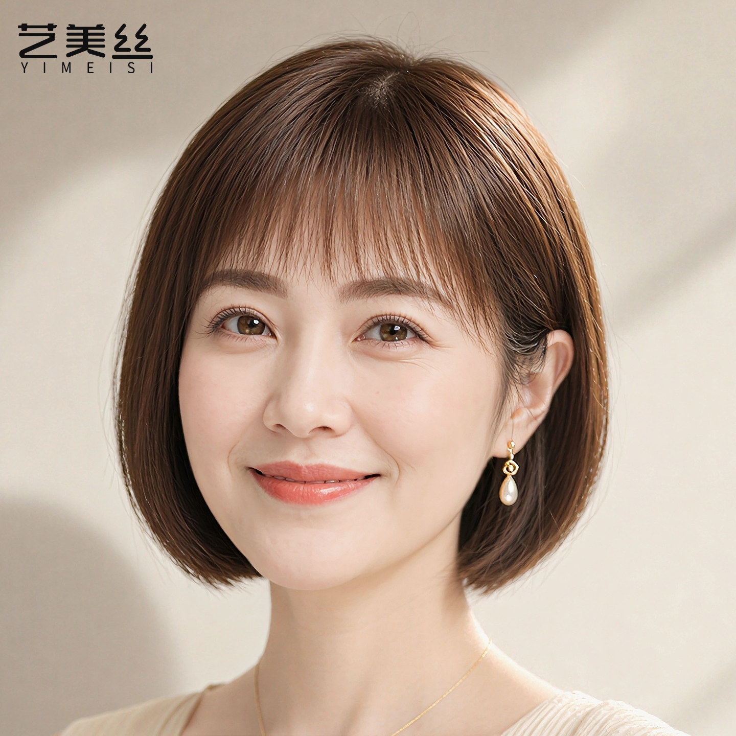日常短发假发女全头套真人发丝中老年妈妈款夏季薄款自然波波头发图片