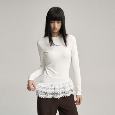 High Hopes秋冬云感修身T恤女 磨毛绒感U领弹力舒适紧身沙漏腰