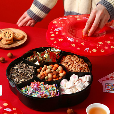 祥云中式喜庆红色糖果盒分格带盖