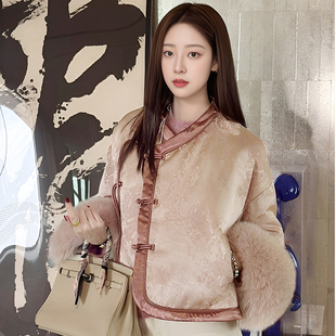 新中式真狐狸毛羽绒服女2025冬季新款国风加厚保暖白鸭绒短款外套