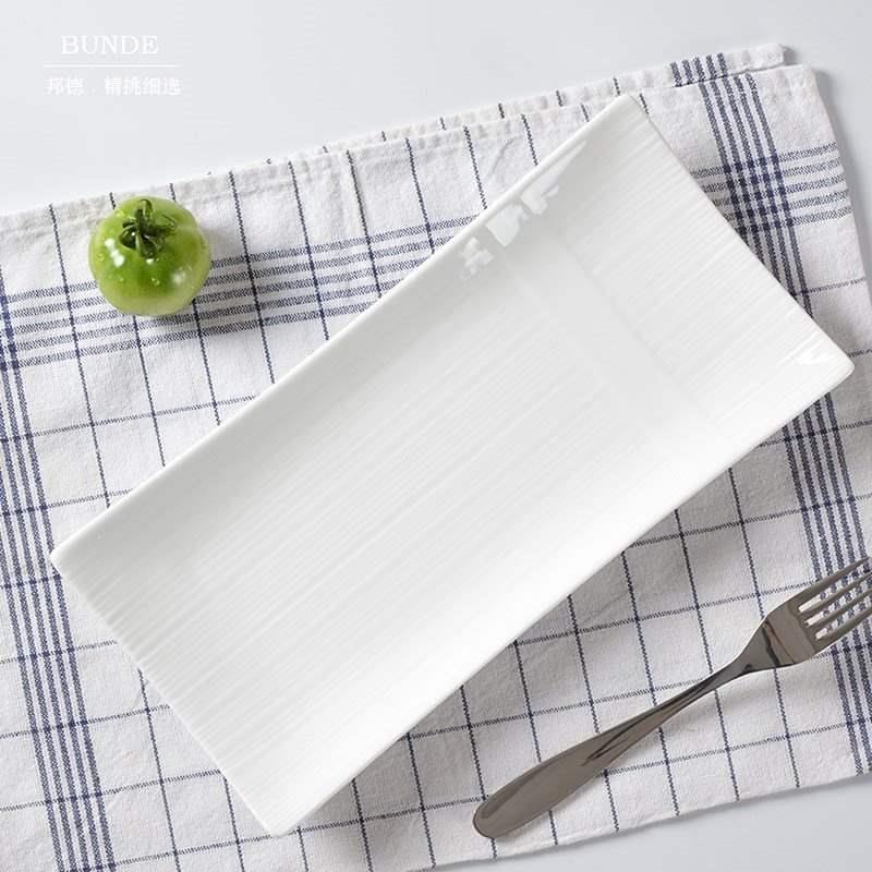White ceramic rectangular Plates Restaurant creative