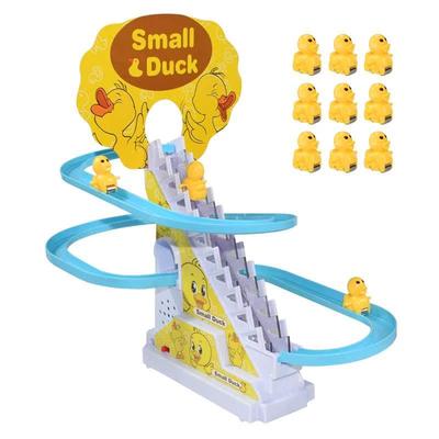 DIY Rail Racing Track Electric Small Duck Climbing Stairs To