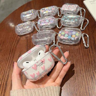 For AirPods Pro 2nd Case Glitter Shiny Cartoon Soft Silicone Cover For AirPods 3 1 2 Girls Colorful