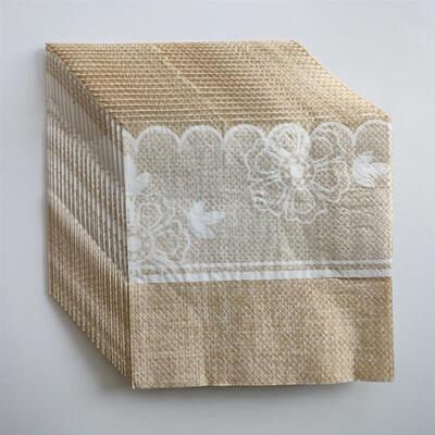 Linen Pattern Flower Paper Napkins Party亚麻布花纹高级餐巾纸