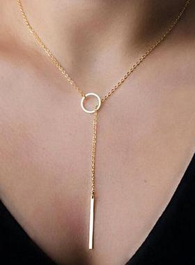 circle short necklace minimalist collarbone chain neck chai