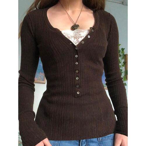 Y2k Lace Button T Shirt Fairycore Cute Retro Crop Top Contra