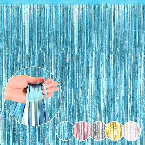 1*2M Party Backdrop Metallic Foil Fringe Tinsel Curtain Adul