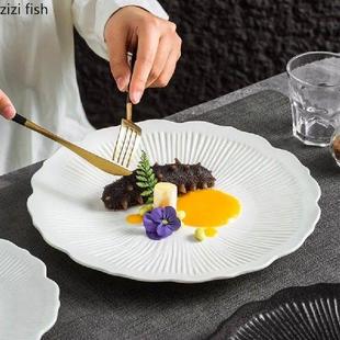 Flower Shaped Ceramic Dining Plate Western Style Steak