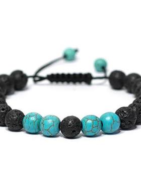 Natural Stone Orchid Turquoise Beaded Brlet Volcanic Stone J