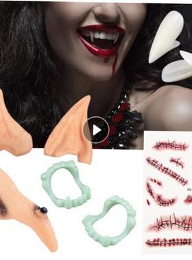 Halloween Fangs Vampire Teeth Dentures Artificial Elf Ears W