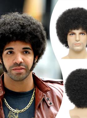 BCHR Afro Kinkly Curly Wigs Synthetic Wig for Black Men Natu
