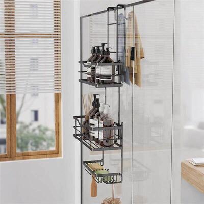 Rear shelf of bathroom door for storage in the bathroom