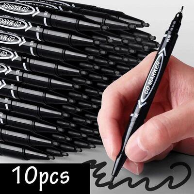 10Pcs/set Double Tip Art Black Blue ink Permanent Paint Mark