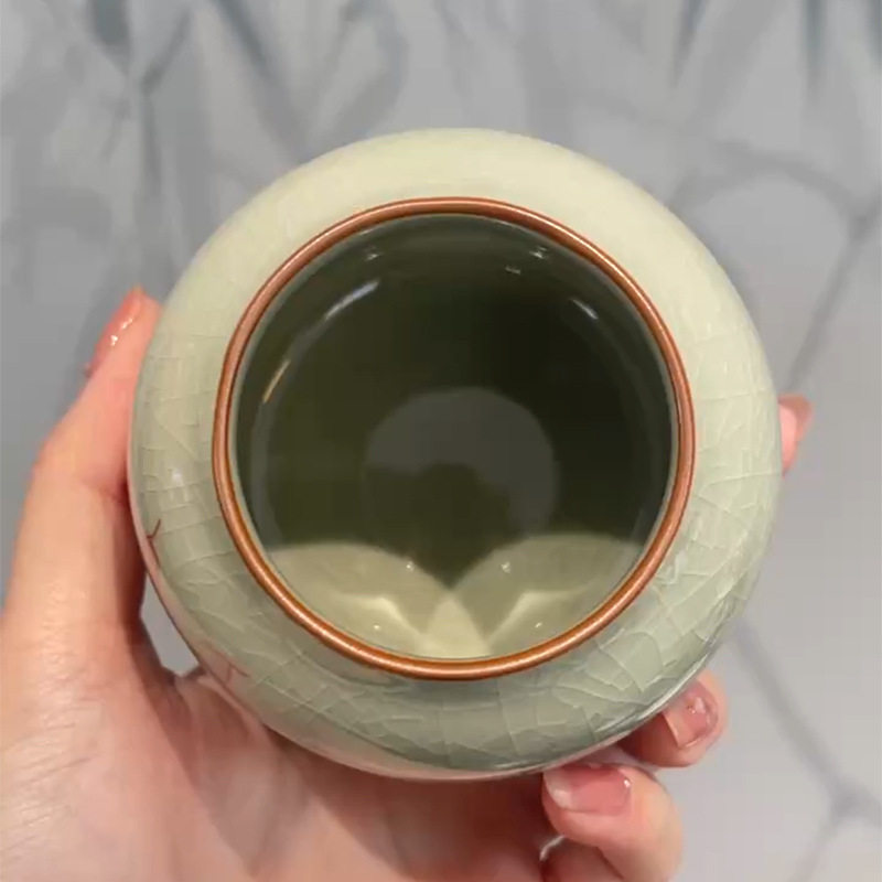 惊蛰手绘荷花小号密封茶