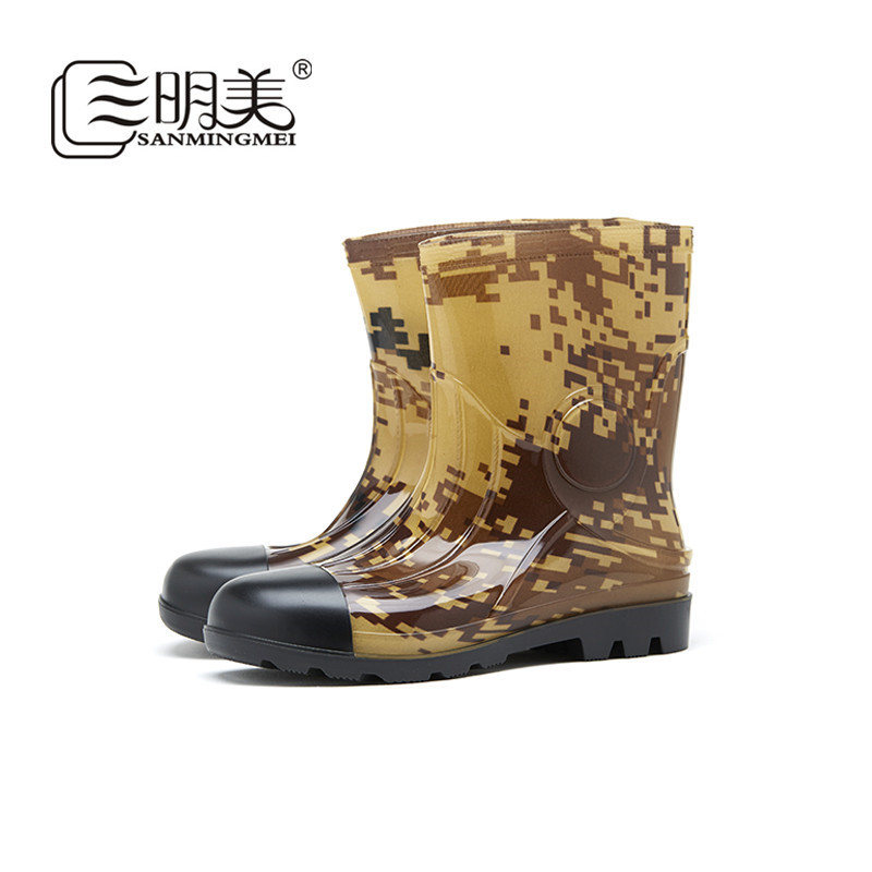 时尚男士雨鞋中筒雨靴防