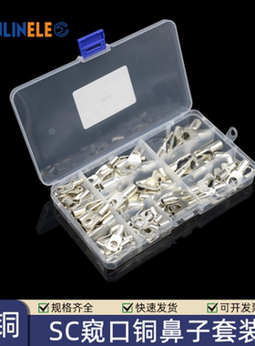 SC窥口铜鼻子SC6-6 SC35-10线鼻子多规格套装盒 紫铜SC接线端子