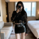 辣妹百搭低腰时尚 黑色包臀小皮裙女秋冬新款 半身裙韩版 pu皮一步裙