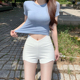 白色高腰短裤 辣妹百搭显瘦弹力性感包臀三分热裤 女夏2025新款 韩版
