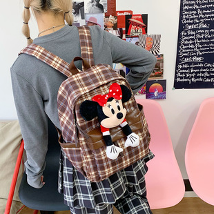 2025新款 高颜值大容量双肩包 书包初高中女生大学生时尚 格子包韩版