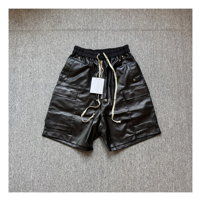 thumbnail for RO style Cargo Bela coated material multi-pocket cargo pants cropped loose wide-leg shorts men's and women's trendy