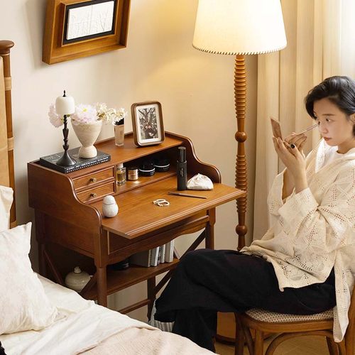 柿子生活情书实木中古梳妆台