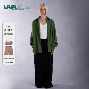 LAVALAND oversize秋冬显瘦拼色大衬衫 宽松开衫 外套男友衫
