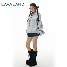 【清爽百搭】LAVALAND 秋冬季基础宽松廓形连帽oversize卫衣外套