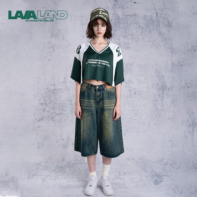 【啦啦小队长】LAVALAND显瘦露脐短球衣