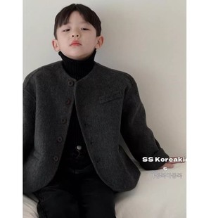 男童韩版休闲外套2025秋冬新款儿童帅气毛呢大衣短款高级感上衣