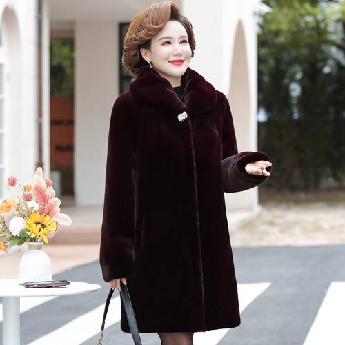中老年皮草外套妈妈装水貂绒大衣